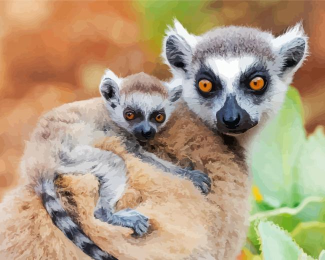 Ring Tailed Lemur Family Painting By Numberss.png