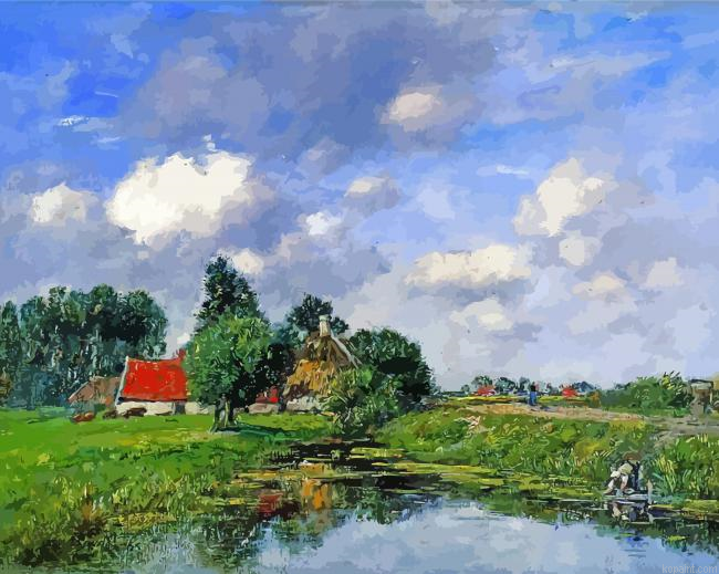 River Near Dunkirk By Eugene Boudin Painting By Numberss.png