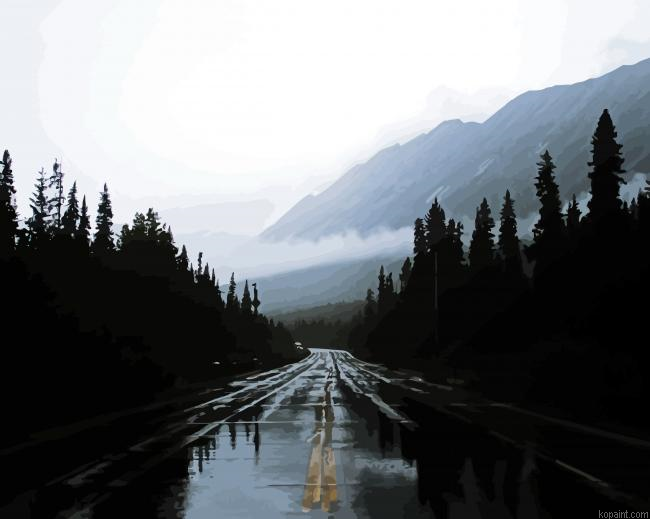 Road To A Mountain In Winter Painting By Numberss.png