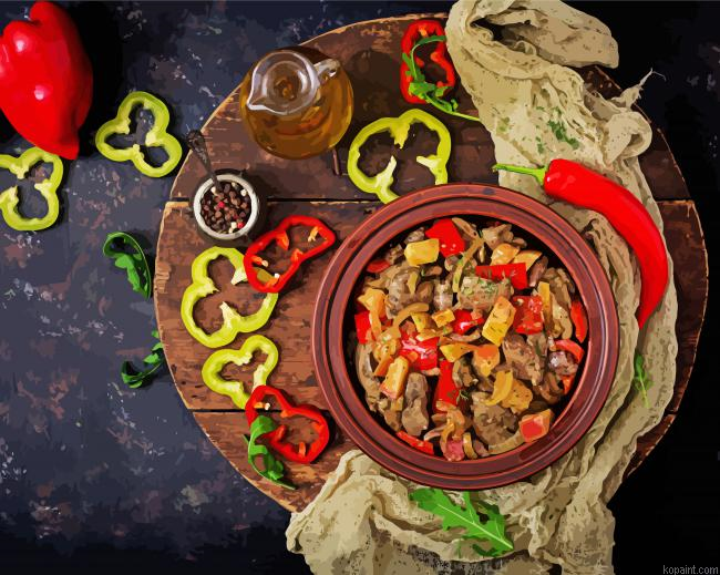 Roast Chicken Liver With Vegetables Painting By Numberss.png