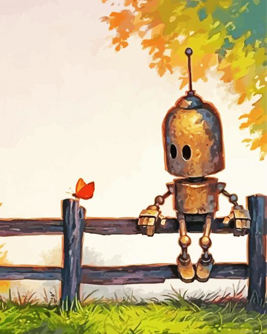 Robot And Butterfly Paint By Numbers