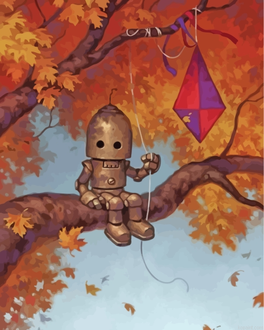 Robot Enjoying His Loneliness Painting By Numberss.png
