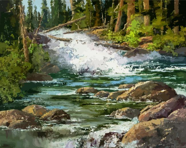 Rock Creek Waterfall Paint by Numbers