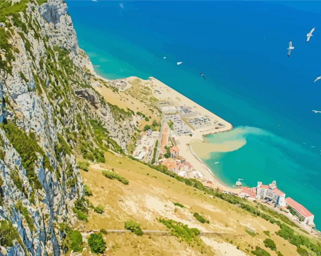 Rock Of Gibraltar Seascape Painting By Numberss.png