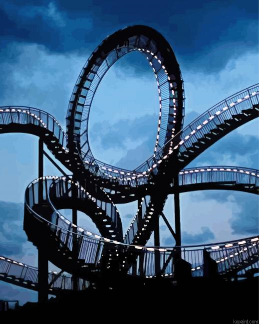 Roller Coasters At Night Painting By Numberss.png