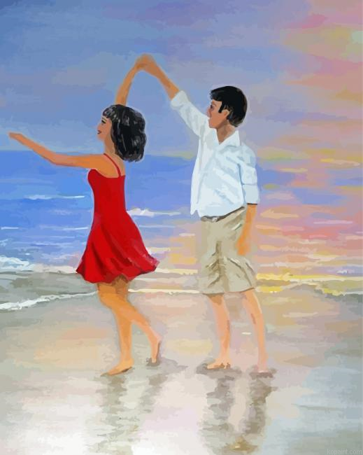 Romantic Couple Dancing On The Beach Painting By Numberss.png