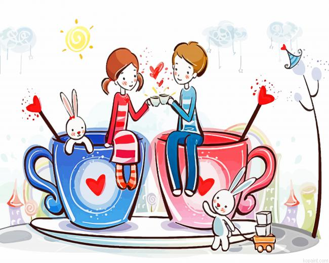 Romantic Couple Love Coffee Painting By Numberss.png