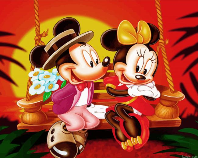 Romantic Sunset Mickey And Minnie Painting By Numberss.png