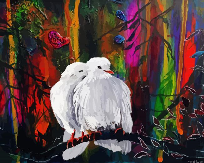 Romantic White Doves Art Painting By Numberss.png