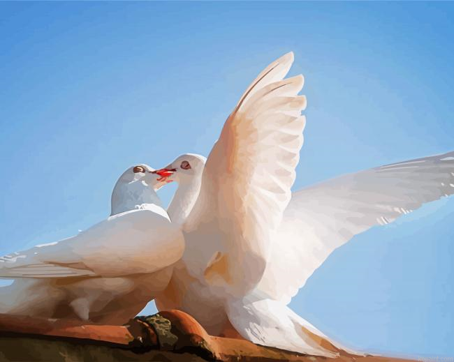 Romantic White Doves Birds Painting By Numberss.png