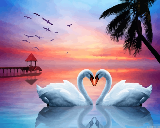 Romantic White Swans Painting By Numberss.png