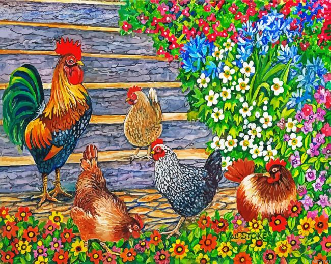 Rooster And Hen Painting By Numberss.png