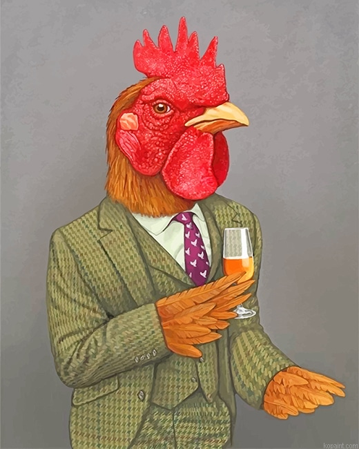 Rooster Wearing A Green Suit New Painting By Numberss.png