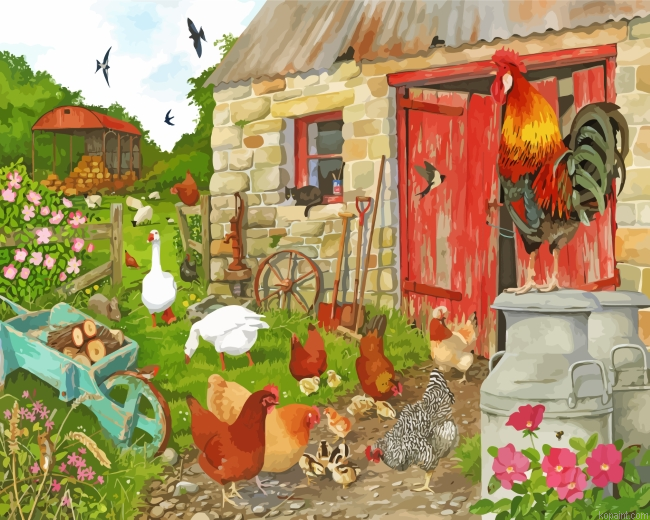 Roosters Farm Painting By Numberss.png