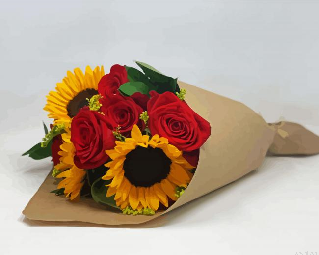 Roses And Sunflowers Bouquet Painting By Numberss.png
