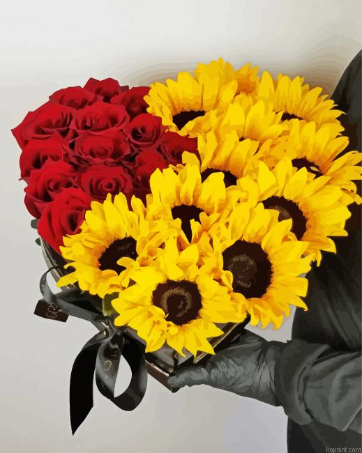 Roses And Sunflowers Painting By Numberss.png