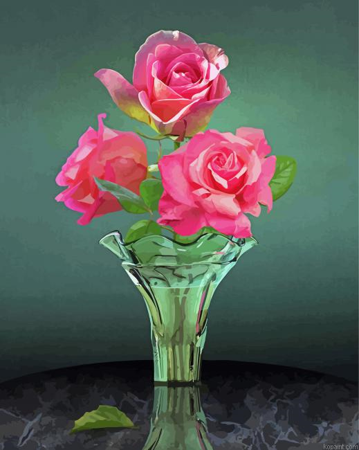 Roses In A Glass Painting By Numberss.png
