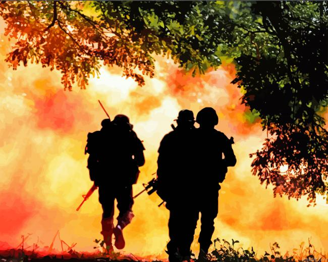 Royal Marine Soldiers Silhouette Painting By Numberss.png