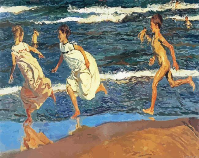 Running Along The Beach Sorolla Paint By Numbers.png