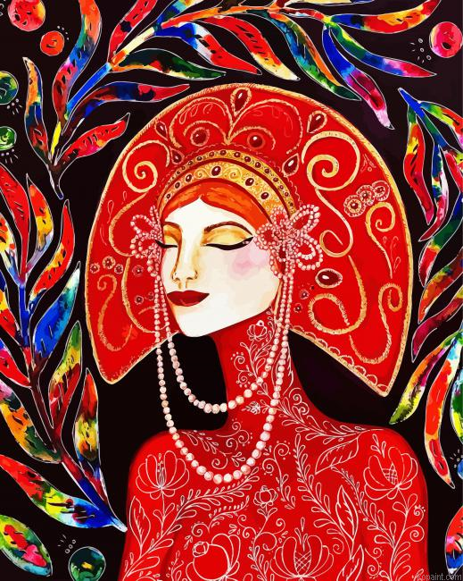Russian Red Woman Painting By Numberss.png