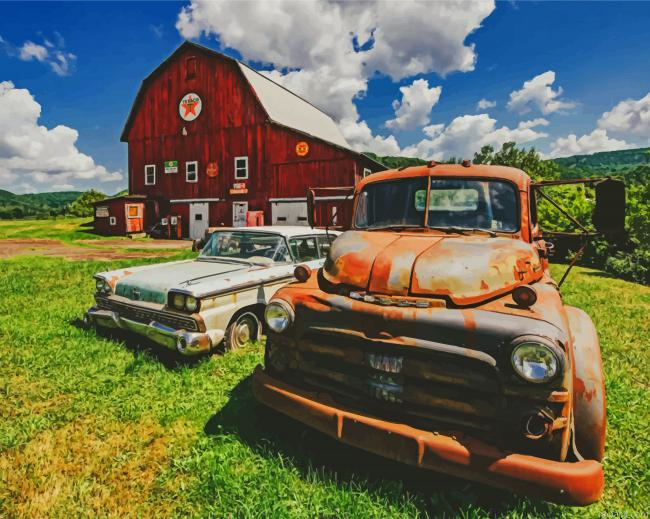 Rusty Car And Truck Painting By Numberss.png