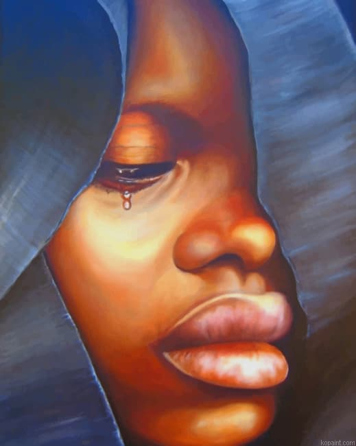 Sad African Girl New Painting By Numberss.png