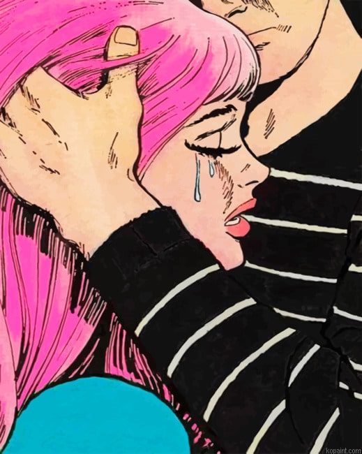 Sad Broken Girl Crying Pop Art Women Painting By Numberss.png