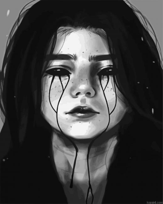 Sad Depressed Girl Paint by Numbers