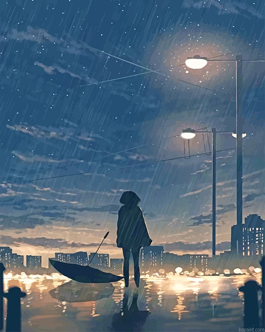 Sad Girl Anime New Painting By Numberss.png