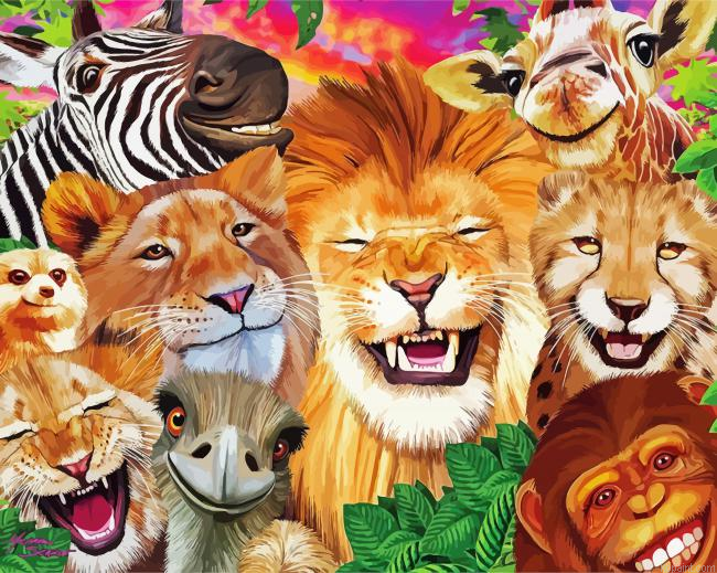Safari Animals Smiling Painting By Numberss.png