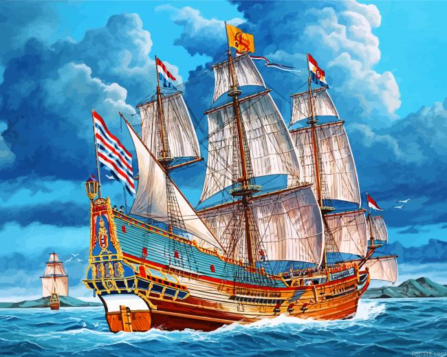 Sail Ship In Sea Painting By Numberss.png