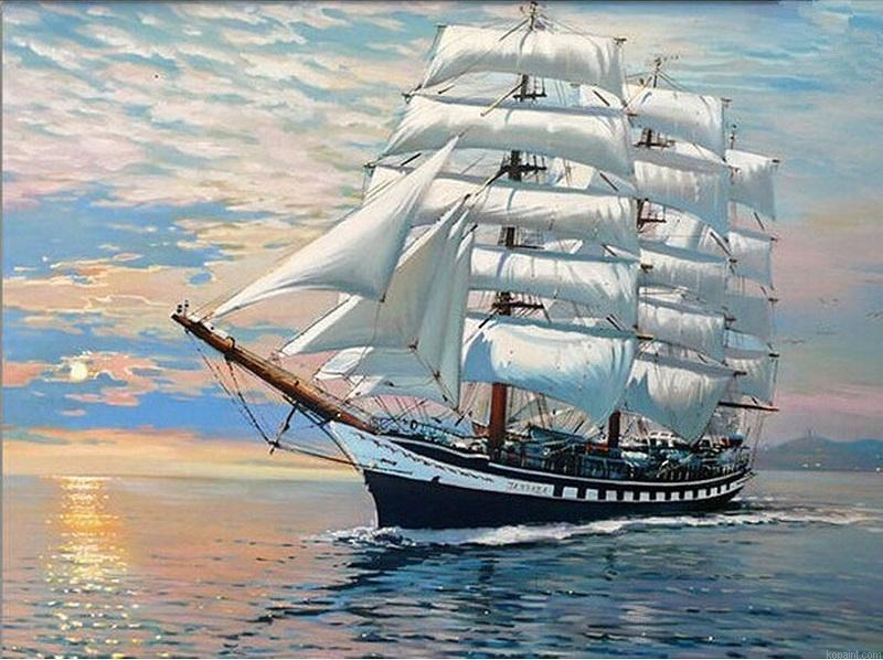 Sailing Boat Modern Abstract DIY Paint By Numbers