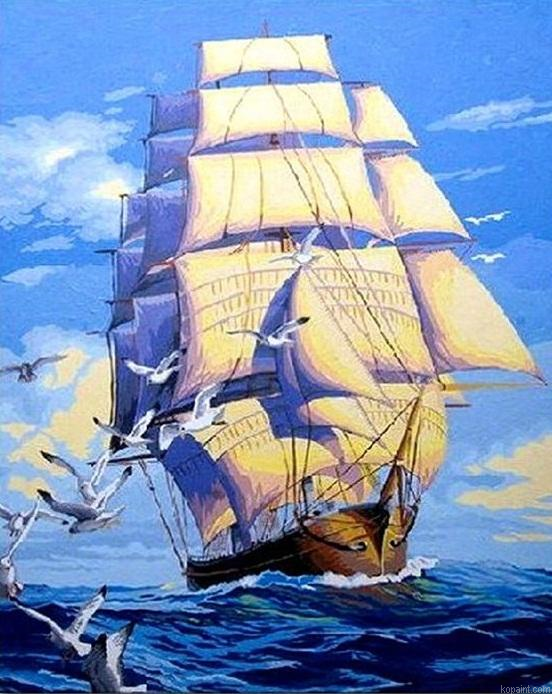 Sailing Boat Painting Diy Painting By Numberss.png