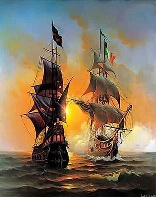Sailing Warships DIY Paint By Numbers