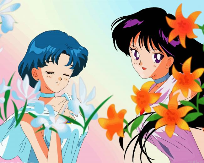 Sailor Mercury And Sailor Mars Painting By Numberss.png