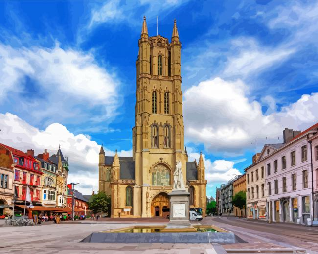 Saint Bavo S Cathedral Ghent Illustration Paint By Numbers