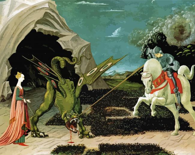 Saint George And The Dragon By Paolo Uccello Painting By Numberss.png