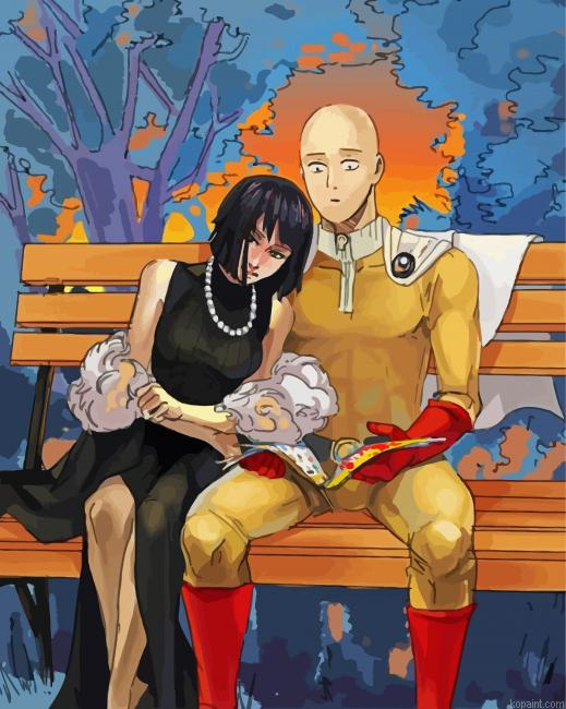 Saitama And Fubuki Painting By Numberss.png