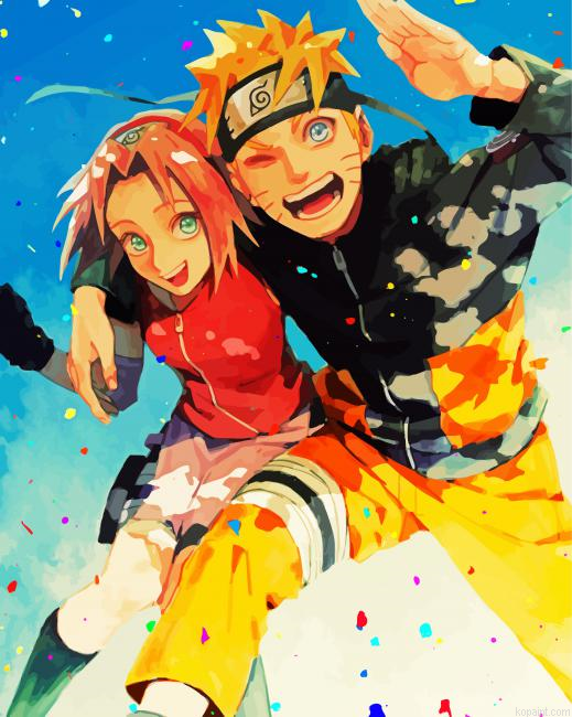 Sakura Haruno And Naruto Uzumaki Painting By Numberss.png