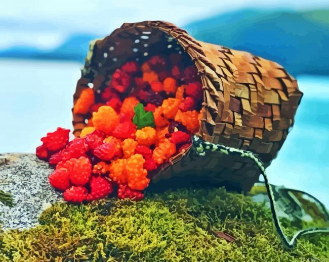 Salmonberry In Basket Painting By Numberss.png