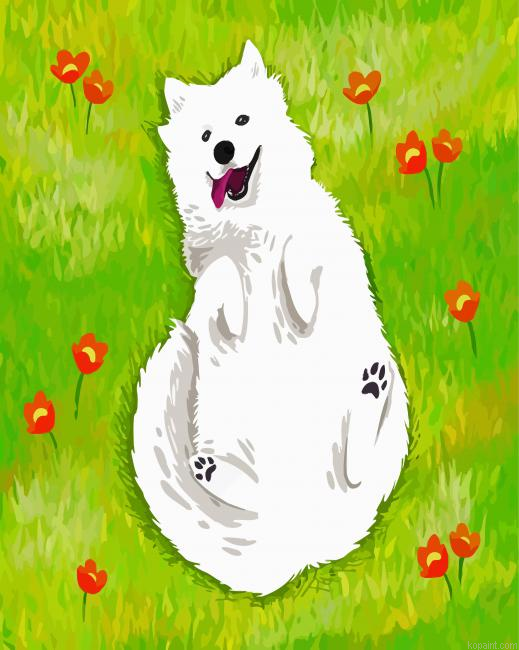 Samoyed Dog Art Painting By Numberss.png