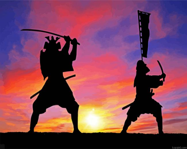 Samurais Silhouette Painting By Numberss.png