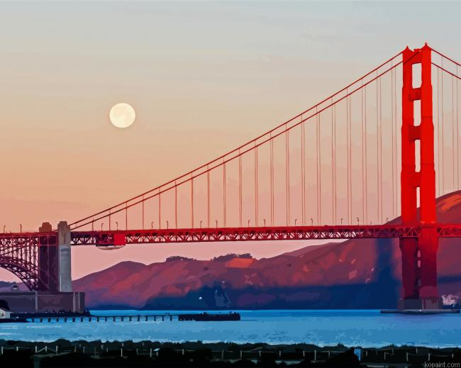 San Francisco Bridge And Moon Paint By Numbers