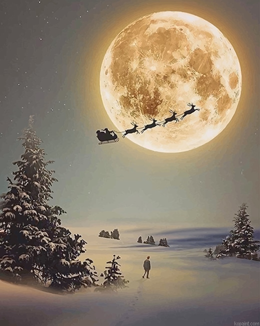 Santa Claus Christmas Silhouette New Painting By Numberss.png