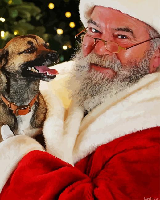Santa With Dog Paint By Numbers