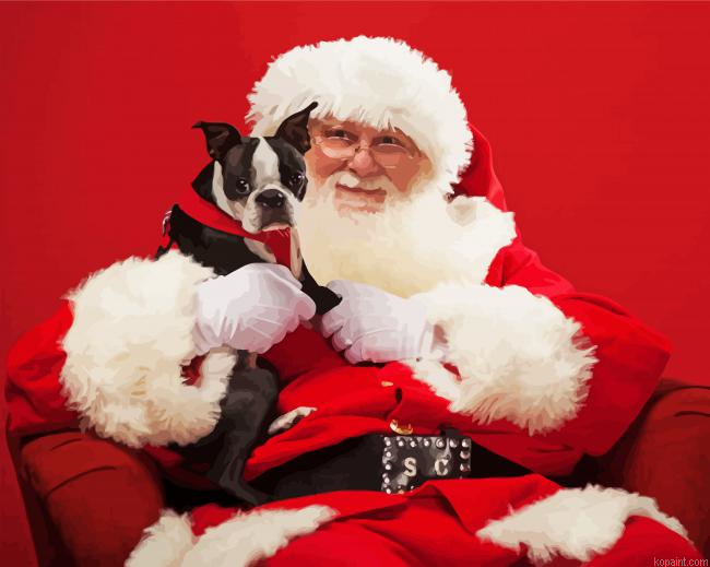 Santa With Puppy Paint By Numbers