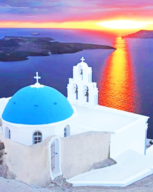 Santorini City Sunrise New Painting By Numberss.png