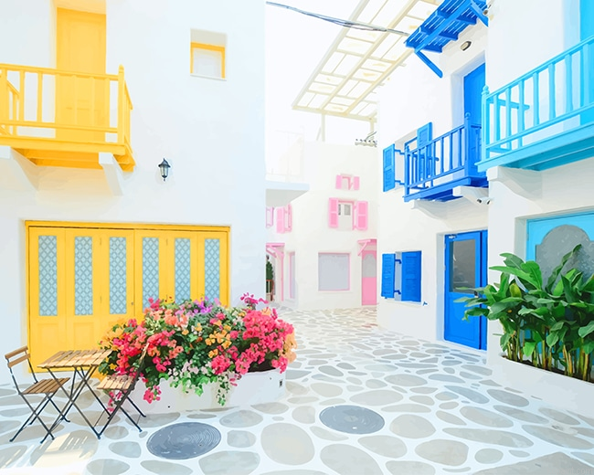 Santorini Greece Buildings New Painting By Numberss.png