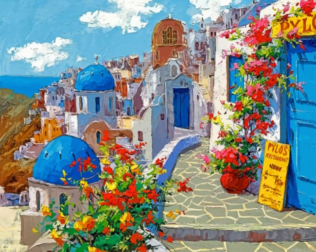 Santorini In Spring Painting By Numberss.png