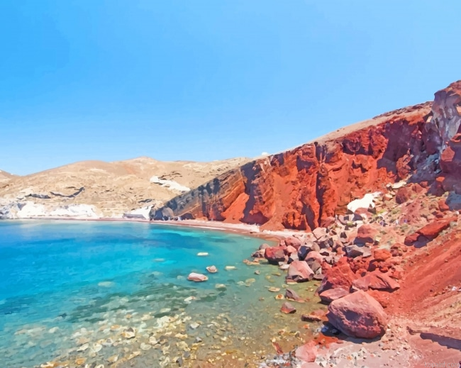 Santorini Red Beach New Painting By Numberss.png